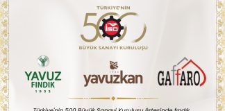 Türkiye’nin 500 Büyük Sanayi Kuruluşu listesinde fındık imalatçısı firmalarımız gururumuz oldu.