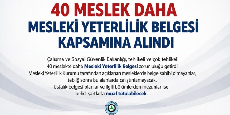 40 Meslek Daha Mesleki Yeterlilik Belgesi Kapsamına Alındı